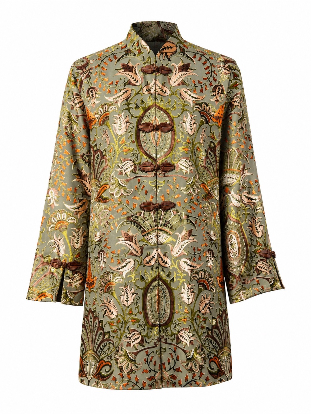 Soft Surroundings Velvet Burnout Jacket Coat XL Floral Scroll Asian Boho Long